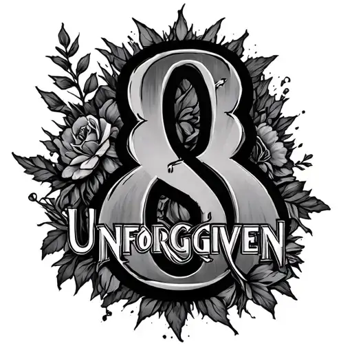 i want to mix the number 8 and the word unforgiven. But I want to unforgiven with word  tattoo design idea