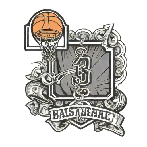a basketball street sign track logo and basketball jersey  tattoo design idea