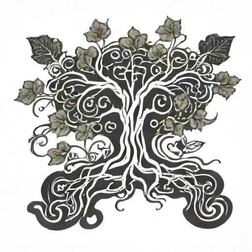 fluer de lis tree roots and shamrock  tattoo design idea