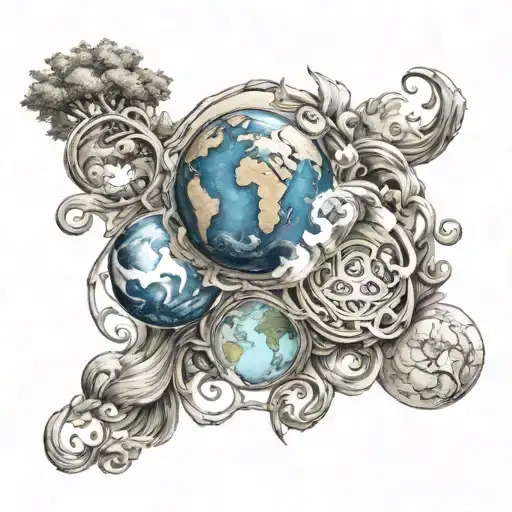 earth and water signs intertwined tattoo design idea