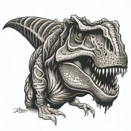 tribal dinosaur trex tattoo design idea