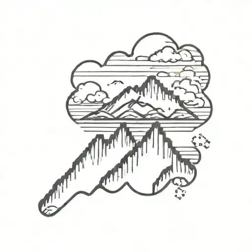 a montain with cloud in a jigsaw piece puzzle tattoo design idea