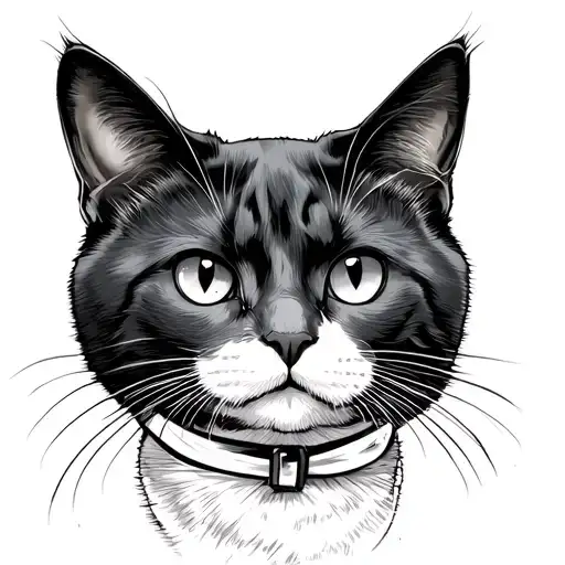 Outline Tuxedo cat called indie tattoo design idea