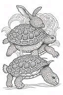 rabbit chasing turtle tattoo design idea