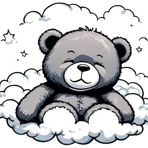 teddy bear on clouds sleeping tattoo design idea