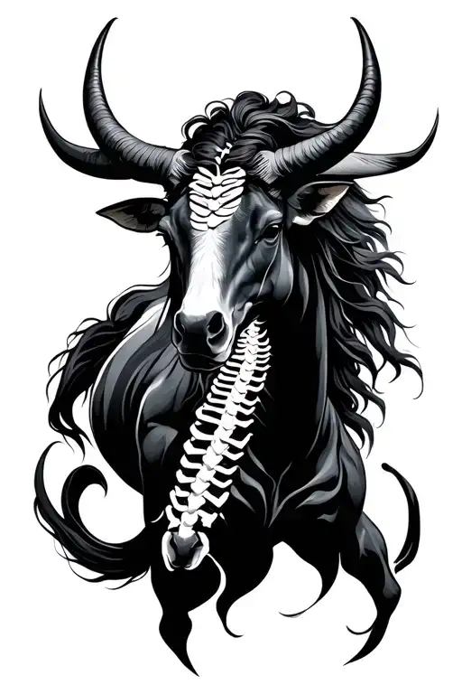 Sagittarius and Taurus zodiac symbol spine tattoo tattoo design idea