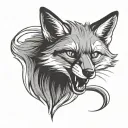 Angry Fox with open mouth in right He should have his legs on the mountains, and his tail should be visible tattoo design idea