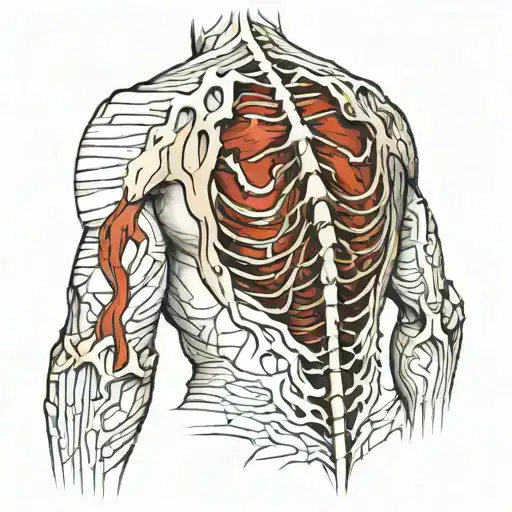 The tattoo would show a human body seen from the back, with the skin tearing around the spine. From the cracks tattoo design idea
