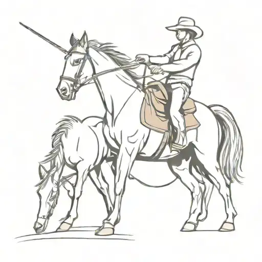 cowboy and horse  tattoo design idea