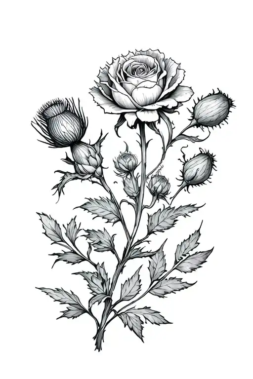 carnations roses thistle flower spine tattoo design small tattoo design idea
