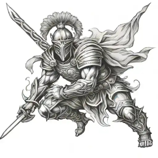 god saving warrior tattoo design idea