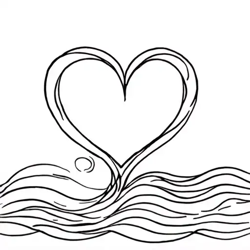 ocean waves making a heart shape tattoo design idea