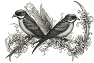 swallows on half skeletons  tattoo design idea