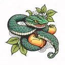 snake eating apple tattoo design idea