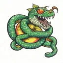 snake eating apple tattoo design idea