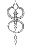 intricate fantasy serpent cross tattoo design idea