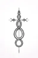 intricate fantasy serpent cross tattoo design idea