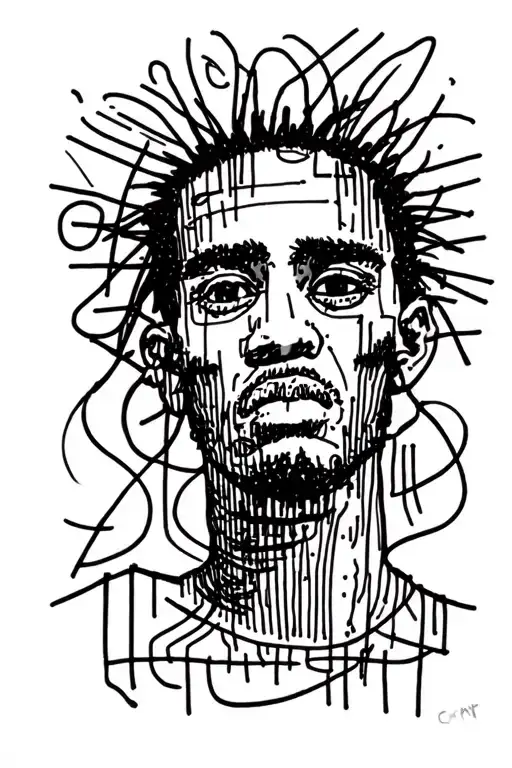 abstract lines simple but not fineline and style of basquiat and keith haring tattoo design idea