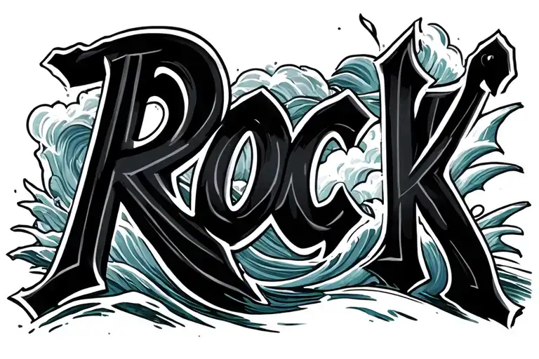 rock in the surf style tattoo design idea
