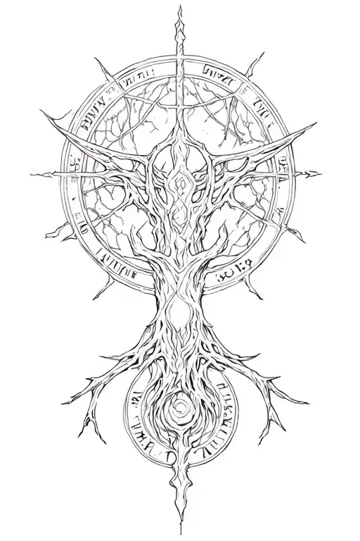 vegsivir, yggdrasil, Ægishjálmur in this orderShould be protective runes and sigil around it tattoo design idea