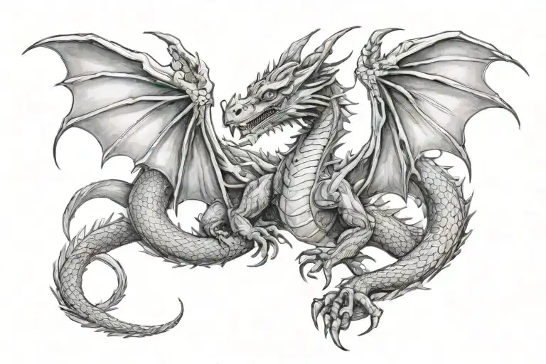 Dragon 3 headed dragon tattoo design idea
