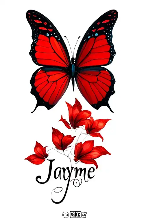 "Jayme" red butterfly tattoo design idea