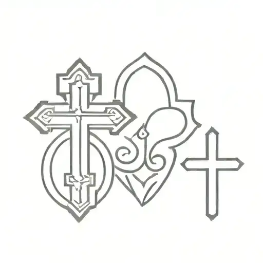 russian orthodox christian cross made tattoo design idea