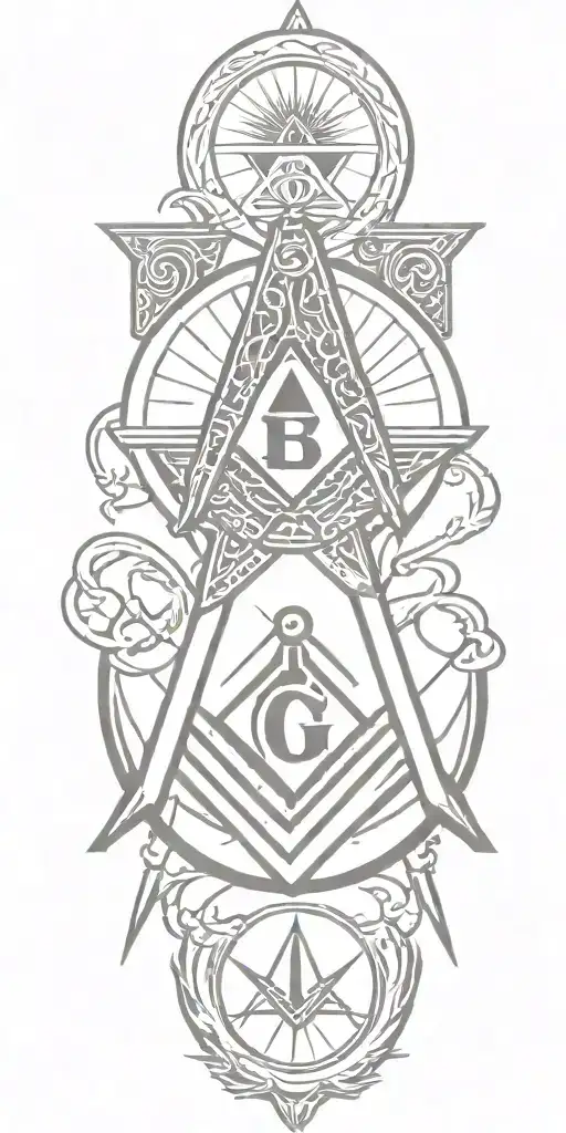 freemason square and compass tattoo design idea