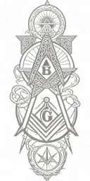 freemason square and compass tattoo design idea
