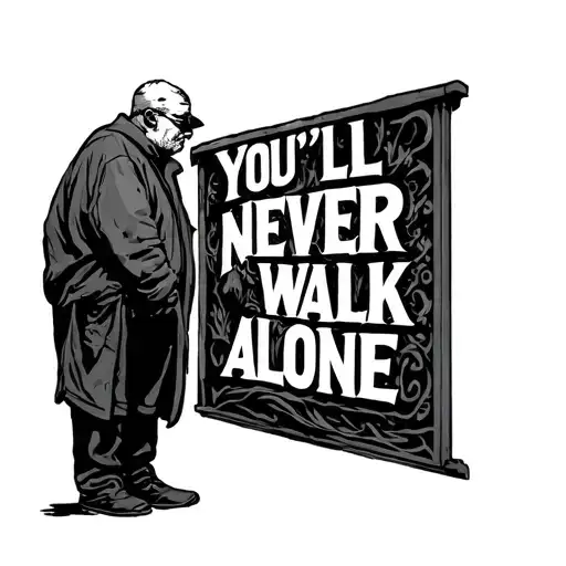 you'll never walk alone man standing near tattoo design idea