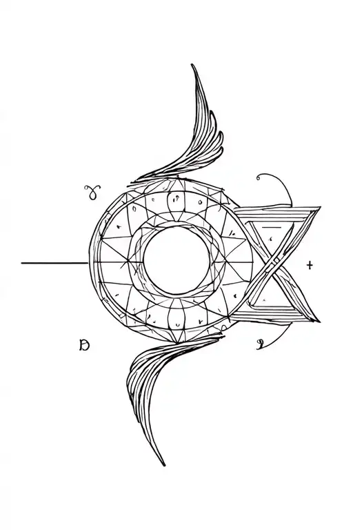 "Geometric " zodiac pisces sign tattoo design idea