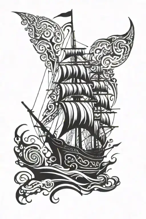 black pearl ship tattoo design idea
