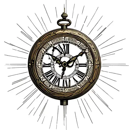 Create me an Ouroboros symbol, inside a pocket clock of a state alchemist, instead of the hands tattoo design idea