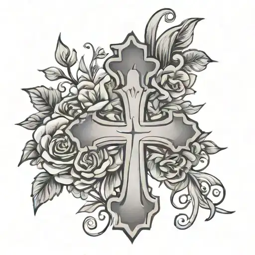 Cross outline with Proverbs 3:5 6 written tattoo design idea