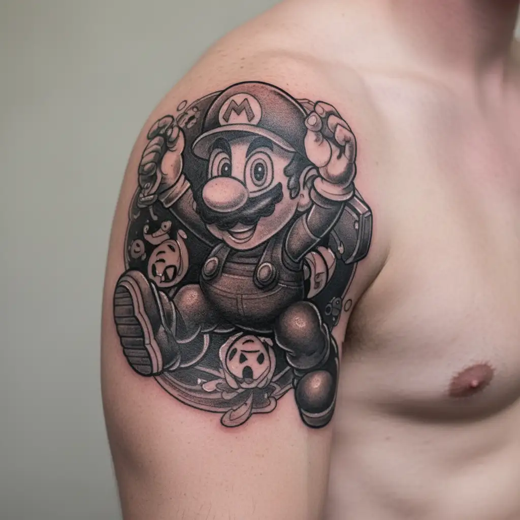 Mario character tattoo design idea