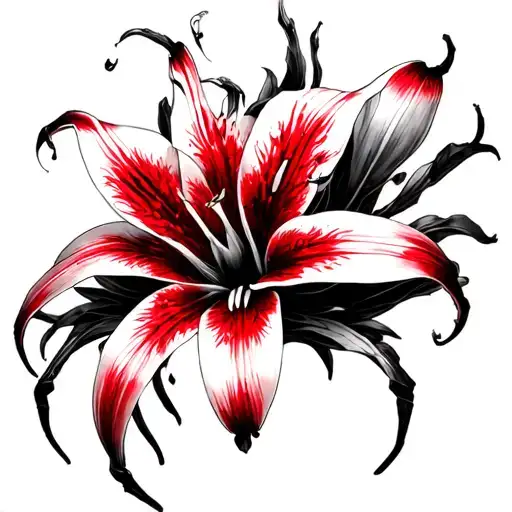 red spiderlily tattoo design idea
