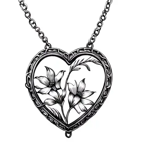 open heart shaped locket with flower in it tattoo design idea