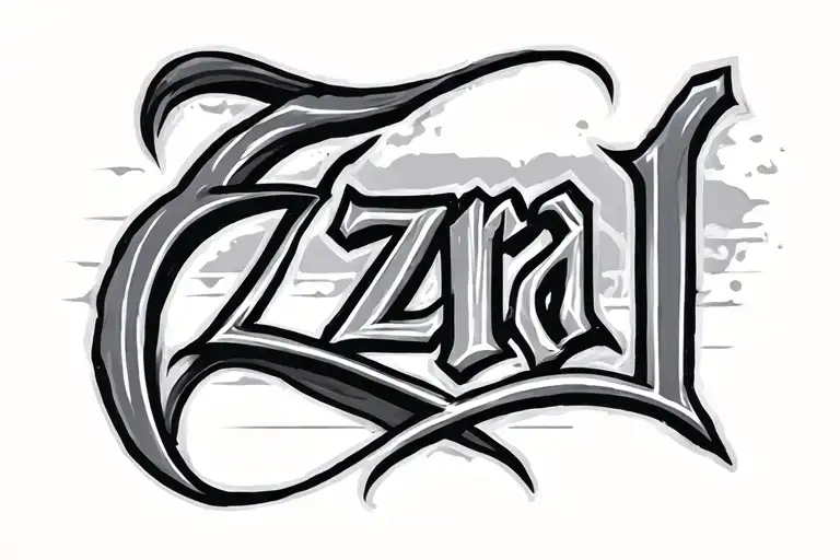 "Ezra" in calligraphy font tattoo tattoo design idea