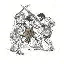 David and Goliath fighting  tattoo design idea