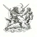 David and Goliath fighting  tattoo design idea