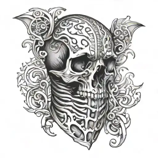 rib cage with different patterns tattoo design idea
