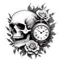 memento Mori with skull and time tattoo design idea