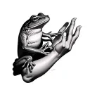frogs hands reaching tattoo design idea