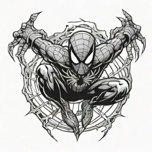 spider-man logo surrounded by lightning black tattoo design idea