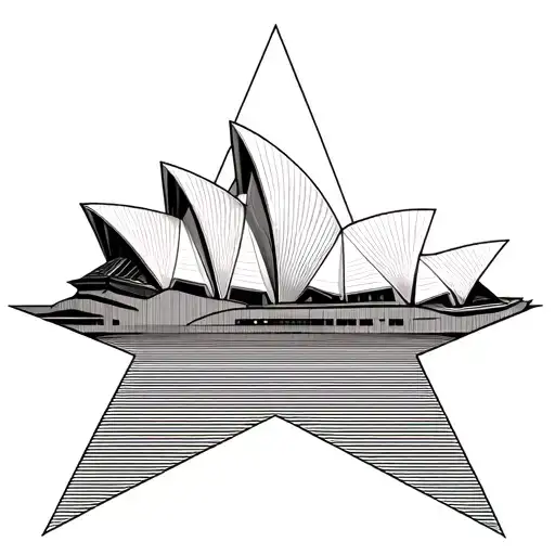 Sydney opera house within a star shape tattoo design idea