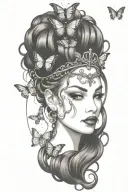Butterflies forming a crown on Medusa's head tattoo design idea
