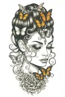 Butterflies forming a crown on Medusa's head tattoo design idea
