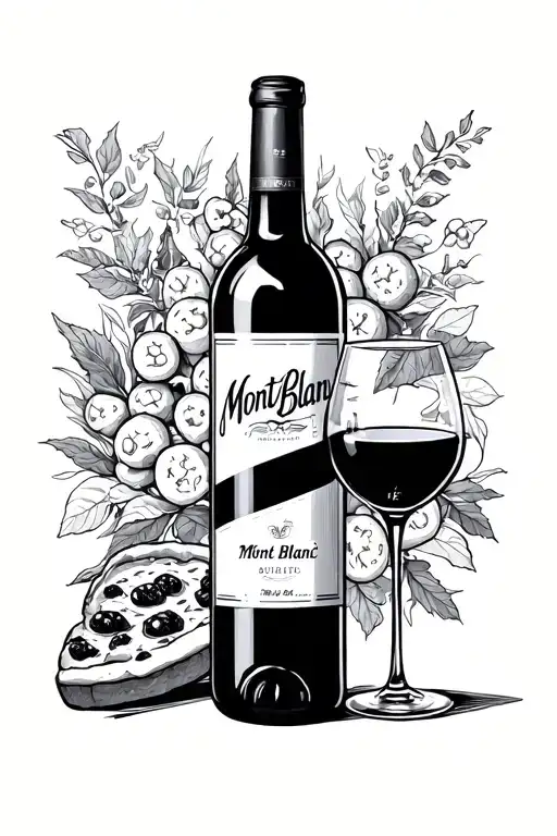 Mont Blanc White Wine and Pizza tattoo design idea