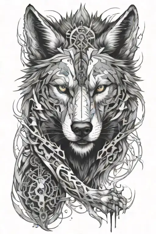 wolf running alongside tattoo design idea