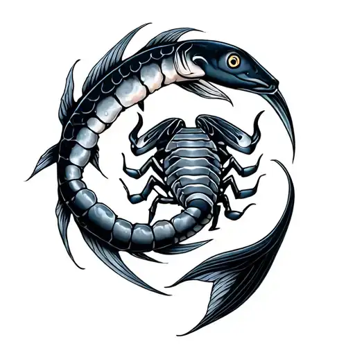 pisces fish scorpion and taurus zodiac sign tattoo design idea